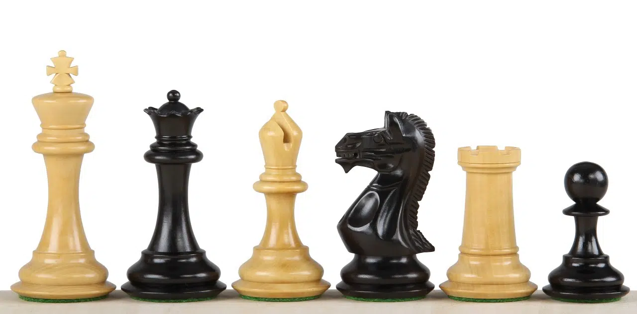 Pièces d'échecs Potish en ébène de profil, taille 3,75 pouces - Le Palais Des Echecs